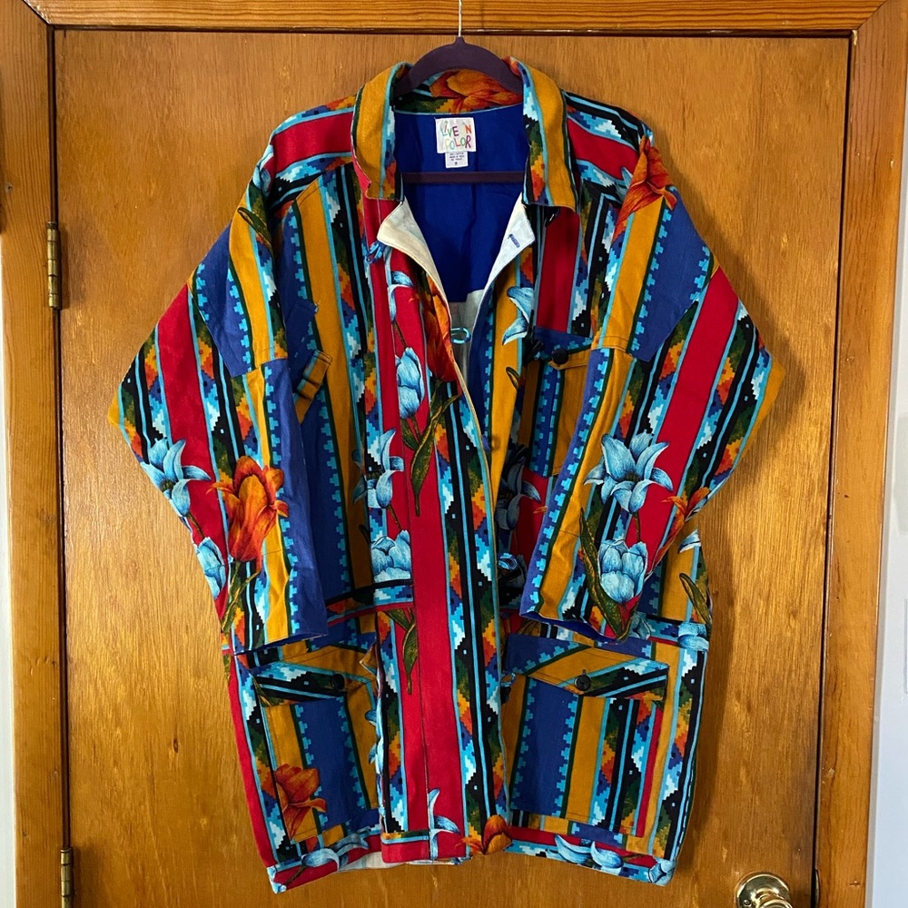 Vintage Live in Color Long Denim Art Jacket